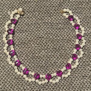 Authentic Vintage Elegant Pearl and Purple heart Stone choker Necklace